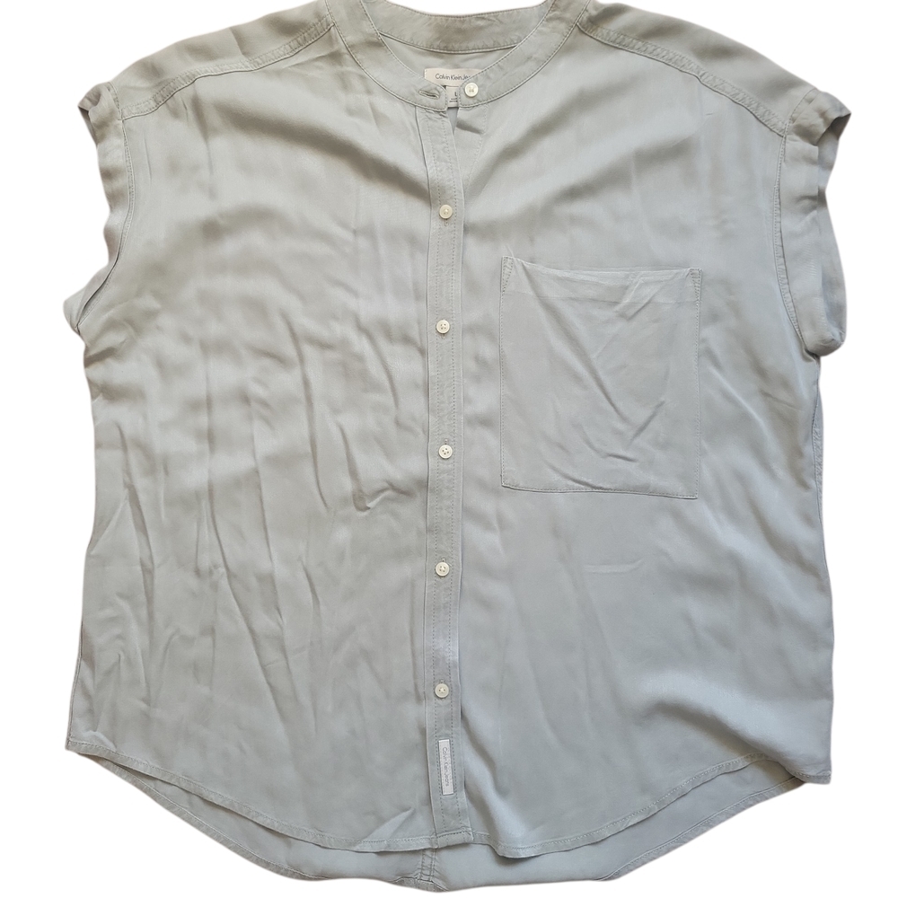 Calvin Klein Classic Women's Button-Up Top - Gray Sz L